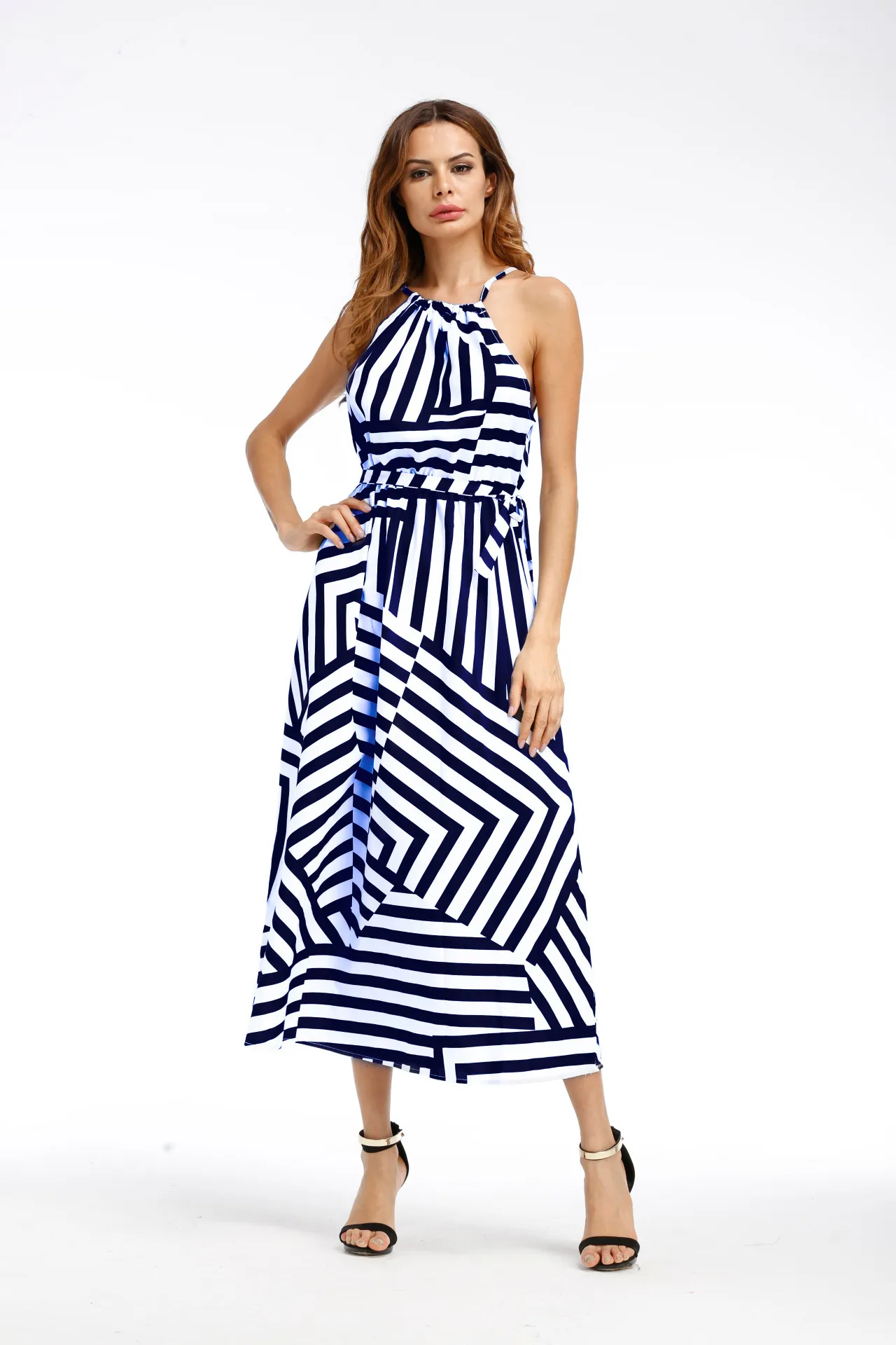 Summer Maxi Long Dress New Fashion Women Sexy Boho Striped Sleeveless Beach Style Strap Sundress Vestidos For Female Bigsweety