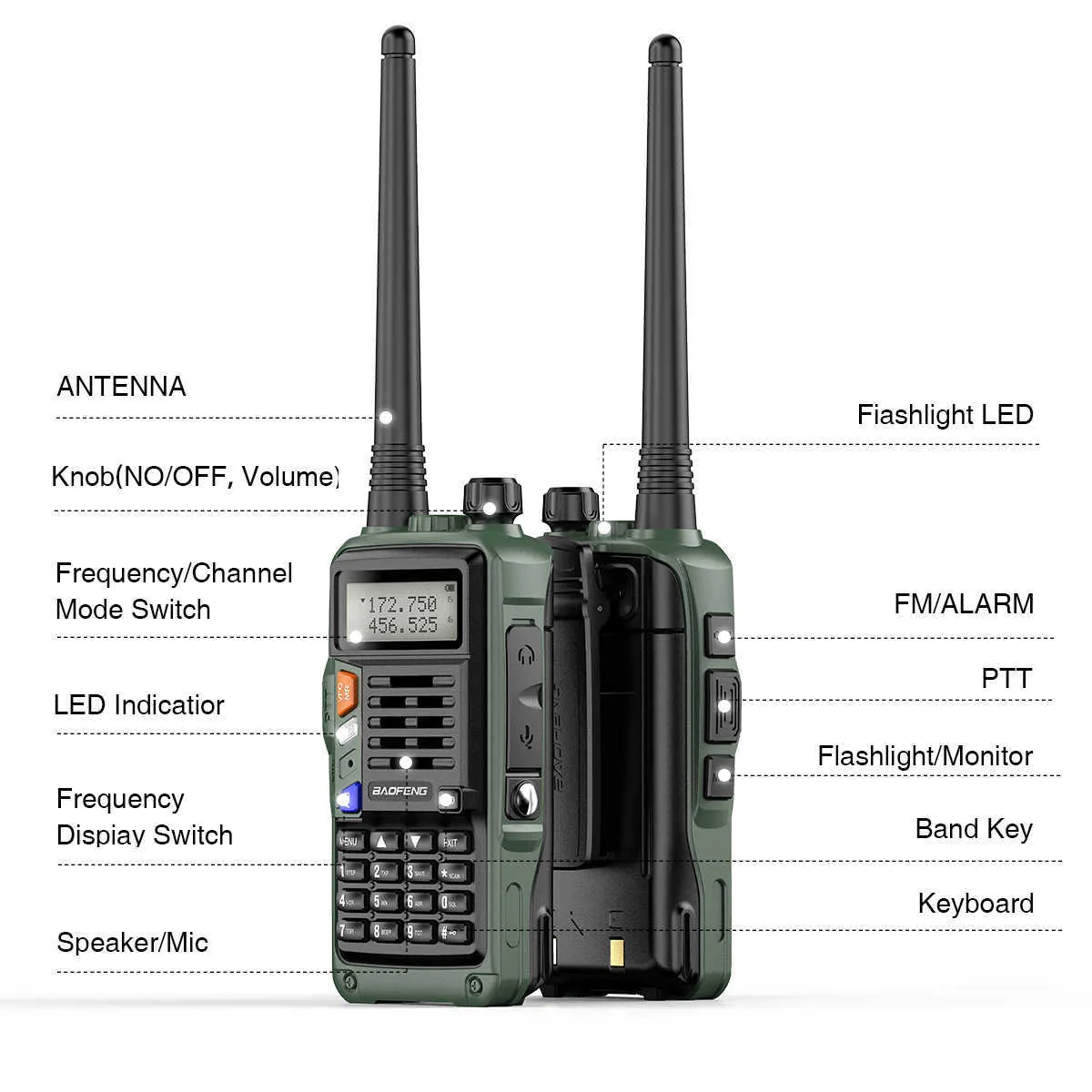 BAOFENG UV-S9 Plus Kraftfull handhållen transceiver med UHF VHF Dual Band Long Range Walkie Talkie Ham UV-5R Tvåvägsradio