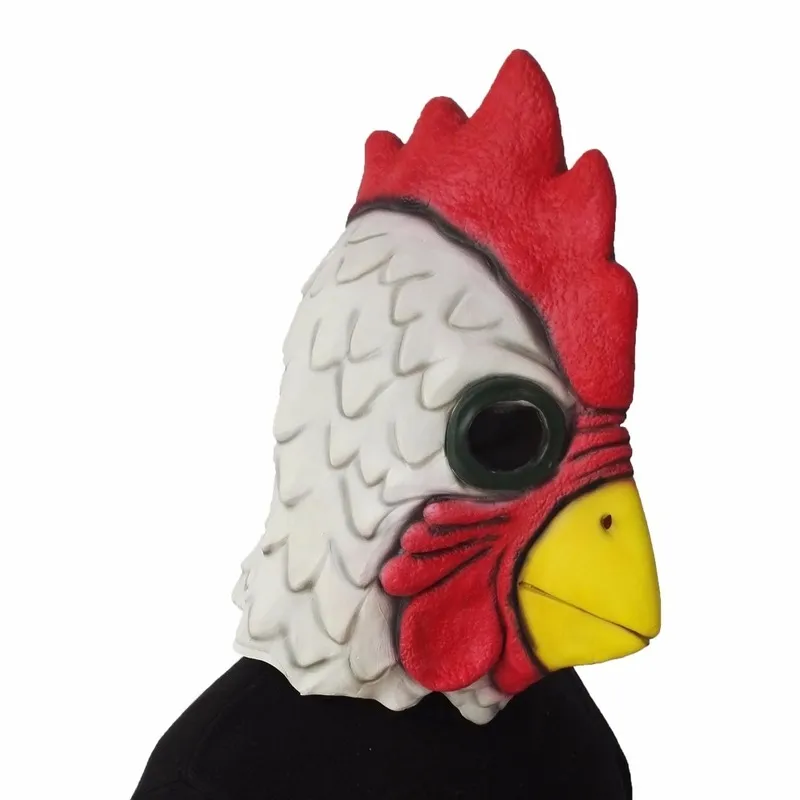 Witte latex Rooster Volwassenen Mad Chicken Cockerel Mask Halloween Scary Funny Masquerade Cosplay Mask Party Mask 2207044679909