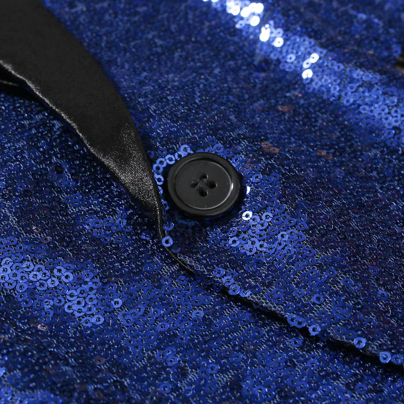 Черный блесток одна кнопка шаль воротник костюм куртка мужчины, блестящие блеск ночной клуб выпускного вечера джей блейзер куртка мужские сценические одежды для певцов 220409