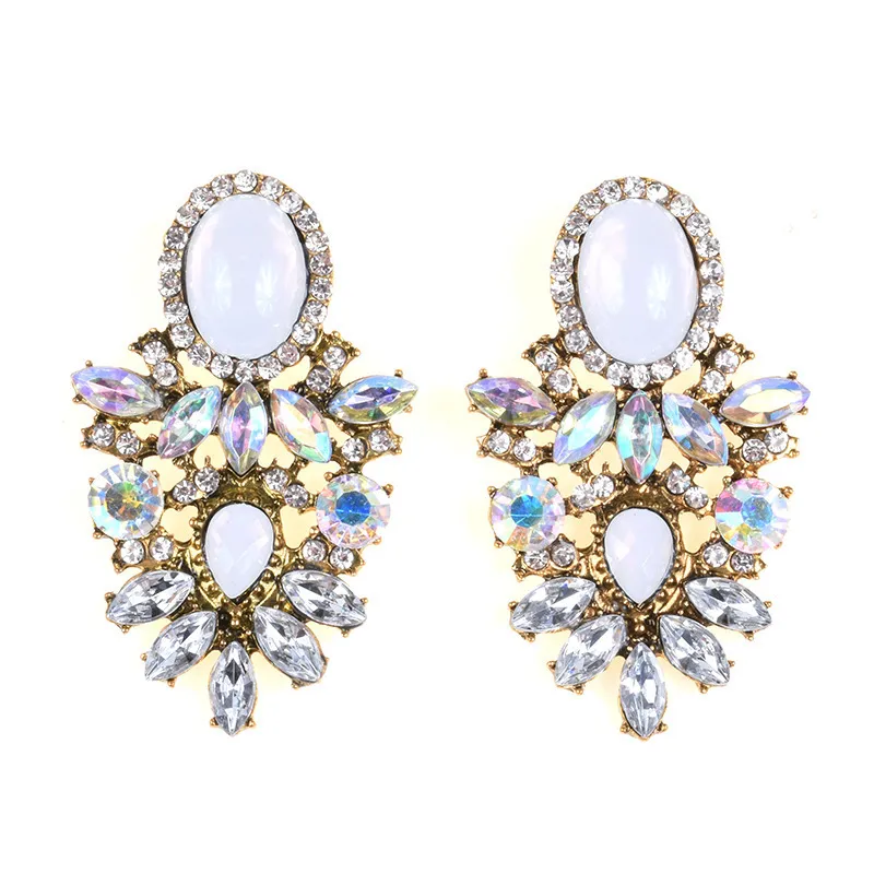 Retro court trend alloy earrings bohemian style cracked gemstone earrings female CX220402