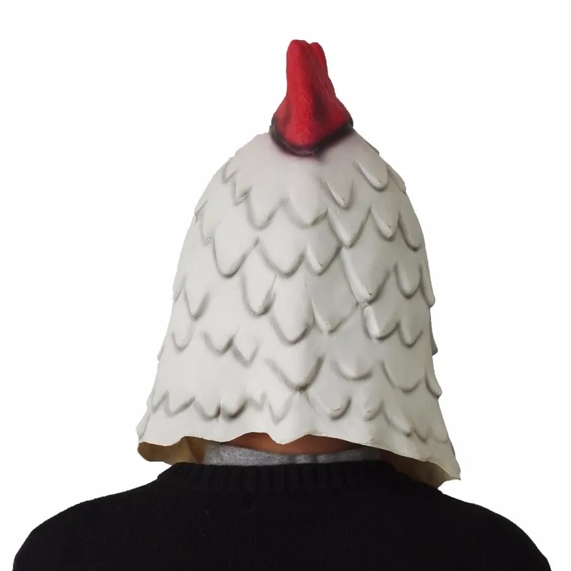 Witte Latex Haan Volwassenen Mad Chicken Cockerel Masker Halloween Eng Grappig Maskerade Cosplay Masker Partij Masker 2207041286622