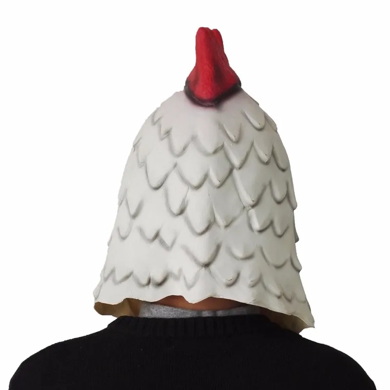Witte latex Rooster Volwassenen Mad Chicken Cockerel Mask Halloween Scary Funny Masquerade Cosplay Mask Party Mask 2207046592675
