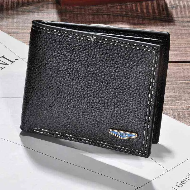 Nw Men's Litchi Pattern Short Wallet Loose Leaf Horizontal Wallet Pu Wallet 220712