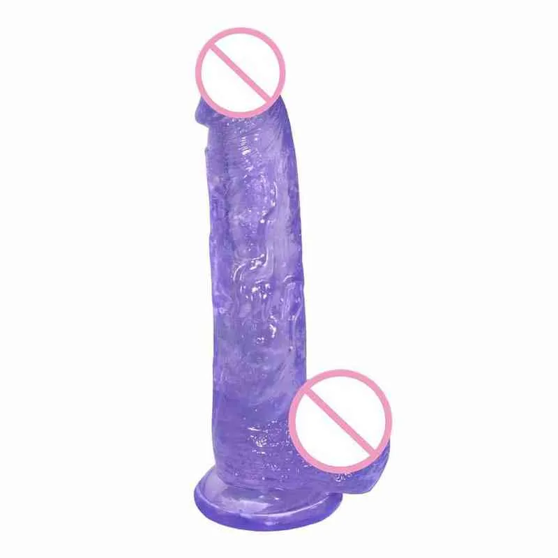 NXY Dildo's Dames S Gesimuleerde Masturbatie Crystal Jelly Penis Transparant Kleurrijke Zuig Backyard Anale Plug Adult 0316