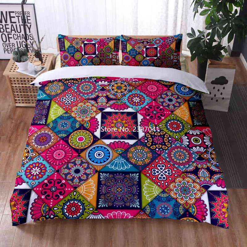 Retro Bohemian Style Bedding Set 2-3 Deluxe Comfortable Quilt Cover Pillowcase Single Double Queen Wang Multi-size Home Textile