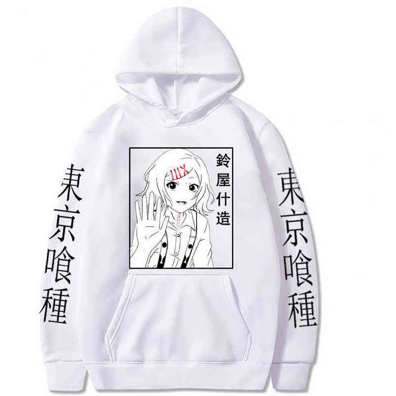 Anime Tokyo Ghoul Juzo Suzuya / Rei Felpa con cappuccio da uomo Donna Felpa in pile a maniche lunghe Hip Hop Streetwear Harajuku Abbigliamento Felpa con cappuccio G220429