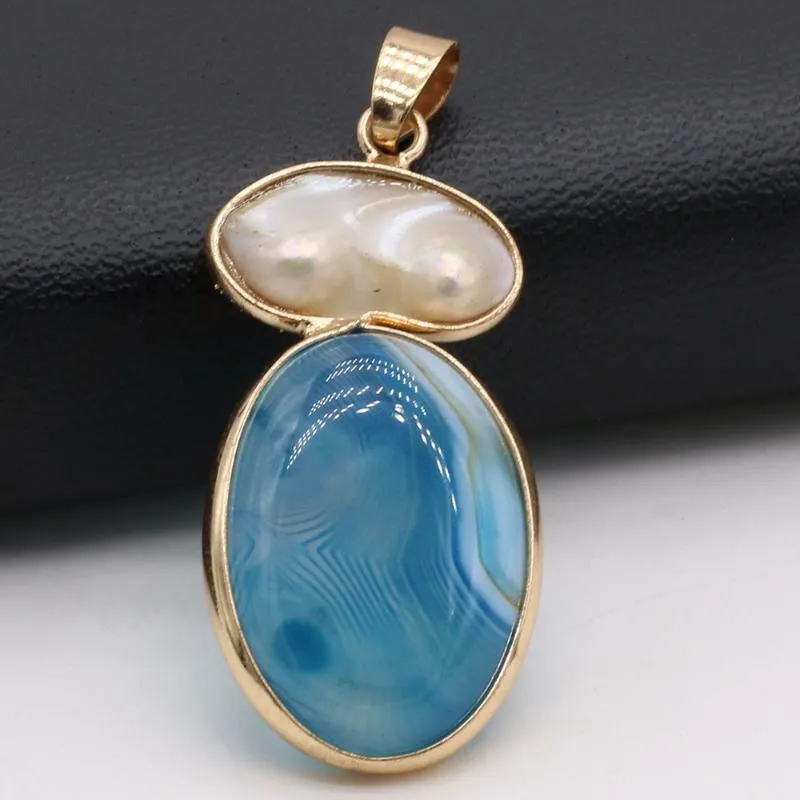 Pendant Necklaces Natural Stone Mother Of Pearl Shell Agates Charms For Jewelry Making DIY Necklace Accessories Gift Size 20x45mmP222L