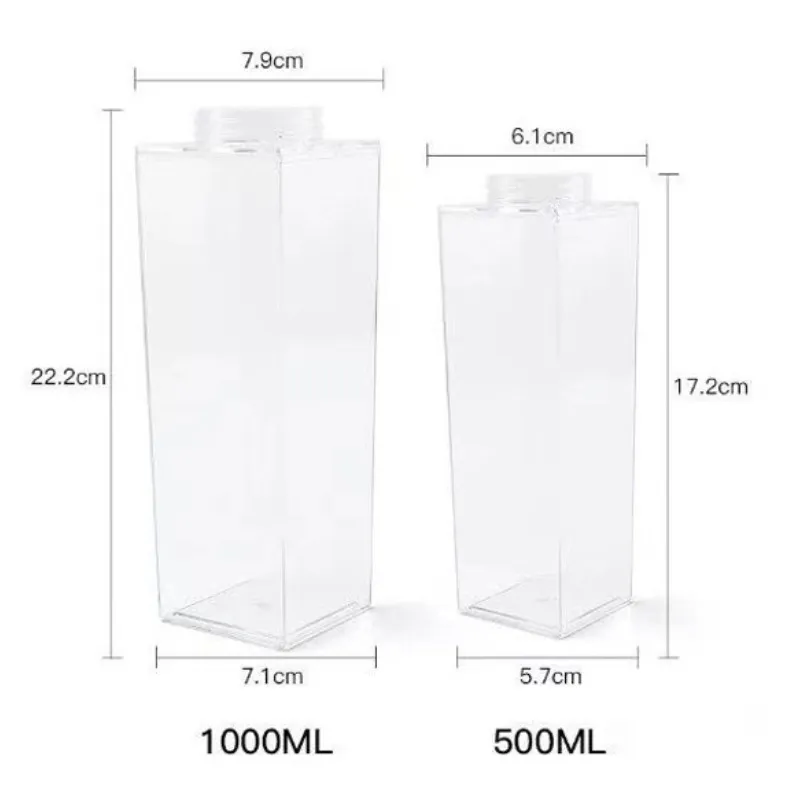 500 ml/1000 ml kartonowa butelka z wodą przezroczystą bezpłatne plastikowe przenośne przezroczyste pudełko na sok herbatę butelki 220505