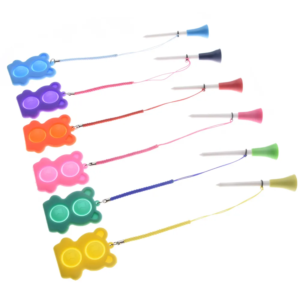 6 pezzi Tee in gomma da golf con Fidget Reliver Giocattolo porta pallina da golf con push Bubble Fidget Prevenire la perdita Semplice fossetta giocattolo