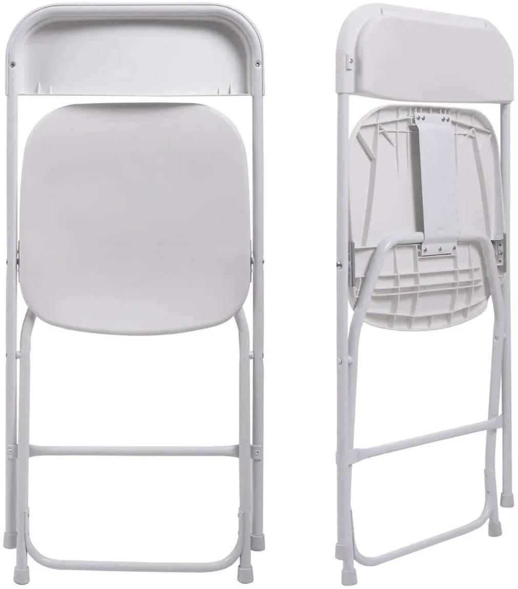 5 Pack wit plastic vouwstoel indoor buiten draagbare stapelbare commerciële stoel met stalen frame voor evenementen kantoor bruiloftsfeest picknick keuken dineren sxjun7
