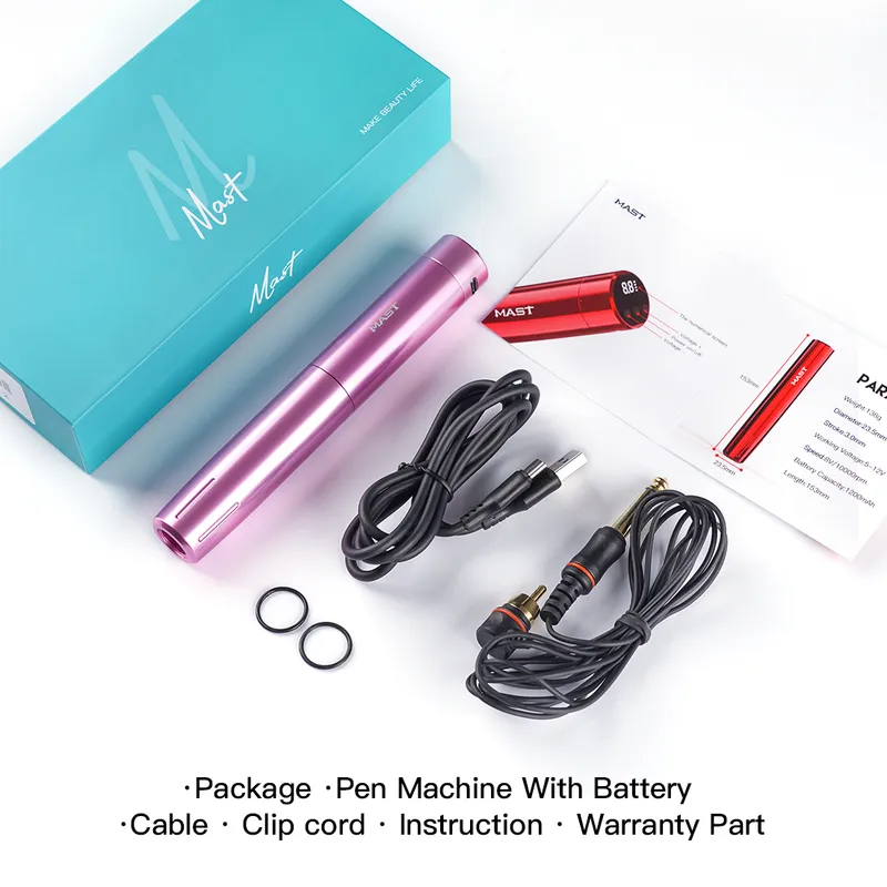 Mast Tour Y22 RCA Wireless Battery Tattoo Pen Anpassad Permanent Make Up 3 0mm Slag Machine 220617