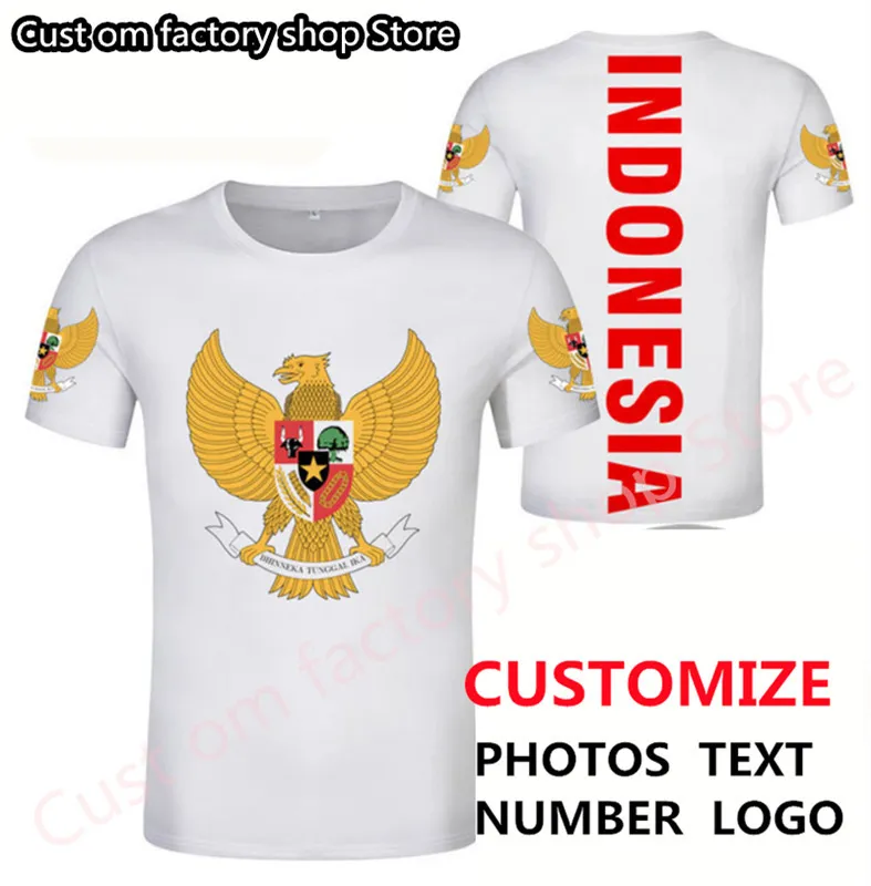 INDONESIA camiseta diy gratis nombre personalizado número idn camiseta nación bandera id país república indonesio imprimir p o 0 ropa 220616