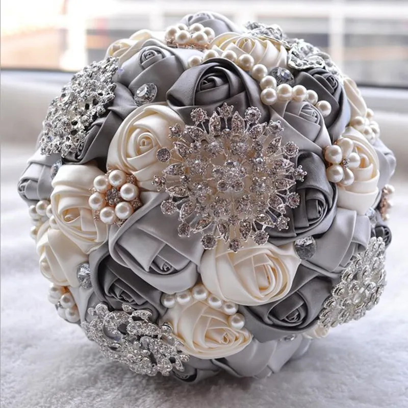 /lotArtificial Wedding Bouquets Hand made Flower Bridesmaid Crystal Bridal Bouquet de mariage 220408