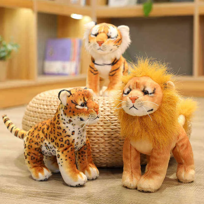 Pc Cm Hermosa Simulación Tigre León Leopardo Juguetes de Peluche Vivid Animal Dolls Relleno Suave Niños Bebé Cumpleaños Regalos de Navidad J220704