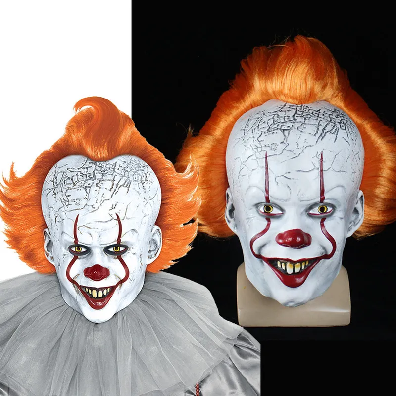 Máscara de Halloween Pennywise Stephen King It Latex LED Capacete Horror Cosplay Máscaras de Palhaço Assustador Adereços de fantasia de festa 220715
