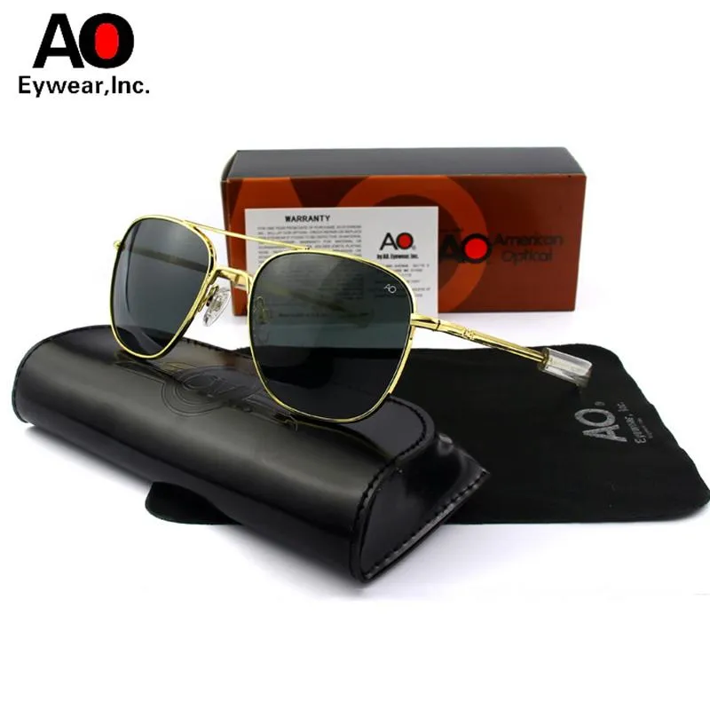 Gafas de sol AO Men Pilot Vintage Retro Aviación Sol Sun Gafas American Optical Eyewear Original Box Case Gafas de Sol Hombre301l