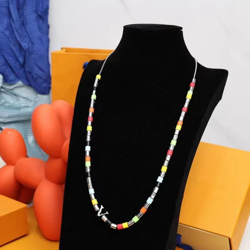 Collier de perles en argent avec lettres en argent pour hommes et femmes, bijoux de marque italienne, Bracelet de rue à la mode, cadeau d'anniversaire, 2711, nouvelle marque