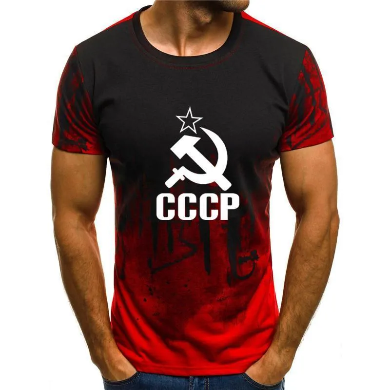 メンズTシャツサマーCCCPロシア語3D Tシャツ男性ソビエトソビエトユニオンマン半袖TシャツモスクワティーOネックトップス衣類220623