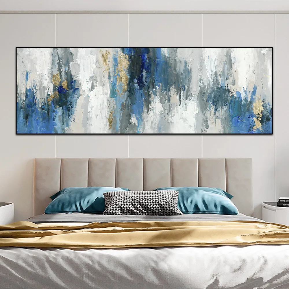 Pinturas a óleo abstratas modernas impressas em tela, nórdico, azul, arte de parede, pôsteres de tela para sala de estar, decoração de parede de casa 4913861