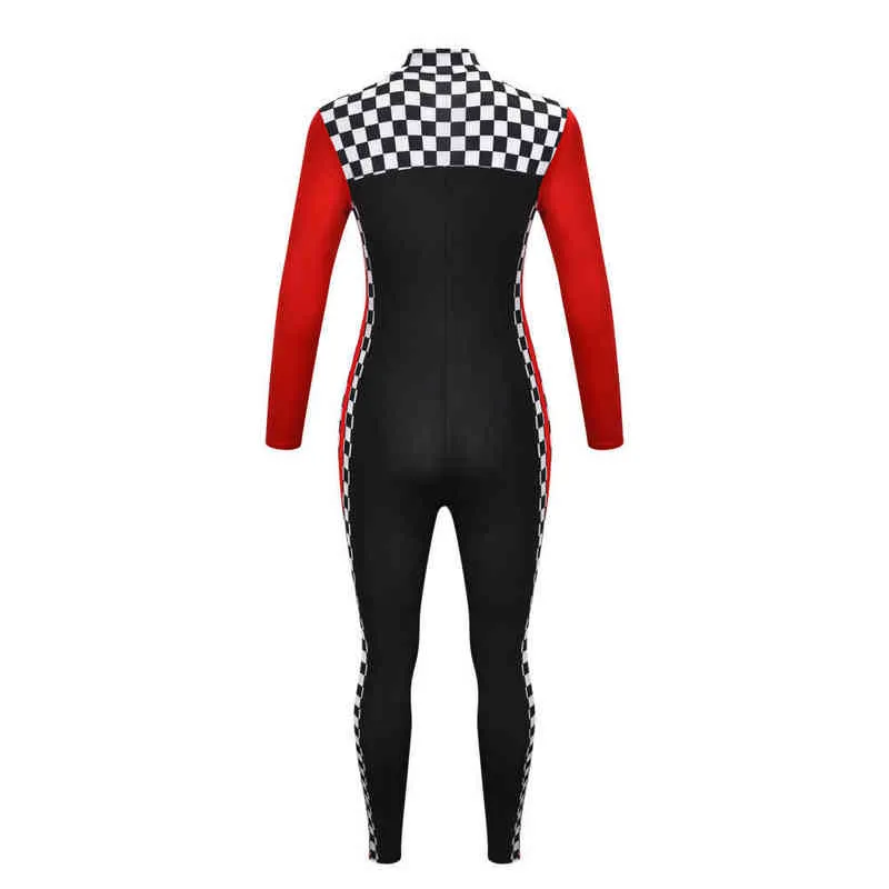 Plus Size Sexy Woman Long Sleeves Race Car Driver Jumpsuit Racer Racing Girl Uniform with Gloves Set Halloween Cosplay Costume H220425