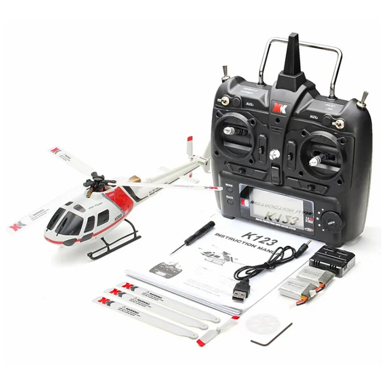 مع 2 بطاريات الأصلي wltoys xk k123 6ch فرش as350 مقياس 3d6g نظام rc هليكوبتر RTF ترقية V931 هدية لعبة 220321