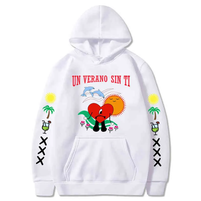 2022 Yeni Kötü Tavşan Erkek Kadın Baskılı Hoodie Fashion Street Hip Hop Sweatshirt Unisex Yüksek Kalite Sıcak