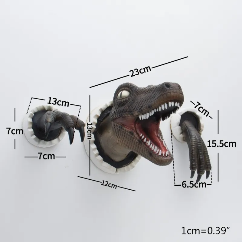 3D Dinosaur Simulation Ornaments Velociraptor Set Resin Wall Stickers Atmosphere Decoration Props Suitable for Party Furniture 220613