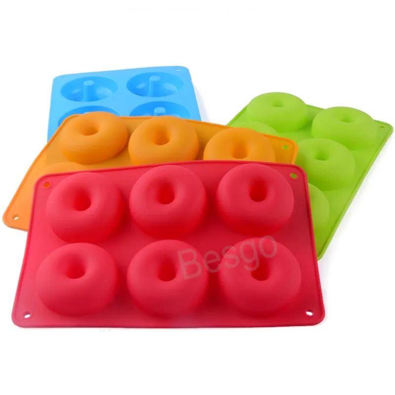 6 Grid Silicone Donut Mould Cakes Cookies Moulds Food Grade Chocolate Molds Jelly Pudding DIY Mold Kitchen Baking Supplies BH6335 TYJ