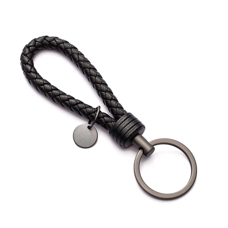 Handmade Braid Real Sheepskin Leather Woven Rope Keychain Wrist Rope Couple Key Chain Llavero Key Ring Key Holder Car Pendant 220516