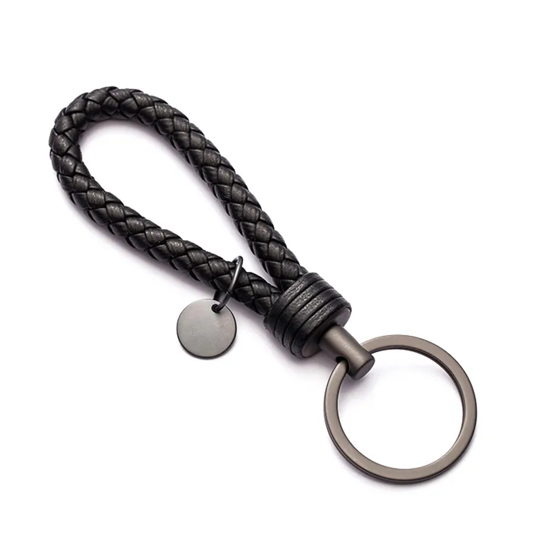 Tresse à la main véritable peau de mouton en cuir tissé corde porte-clés poignet corde Couple porte-clés Llavero porte-clés porte-clés voiture pendentif 220516