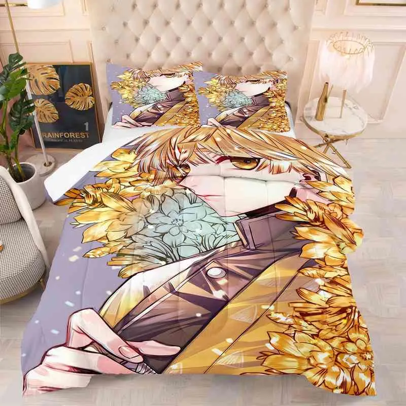 Anime Demon Slayer Kochou Shinobu Kamado Nezuko Cosplay Däcke Cover Bedding set Set Full Size King Bed Comport Quilt Home