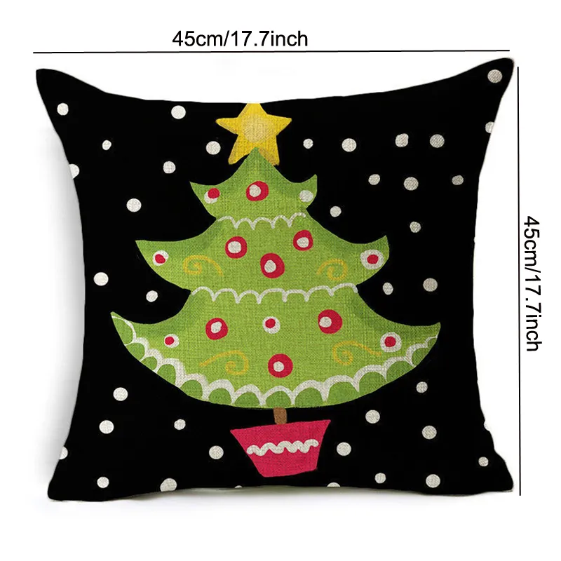 Christmas Linen Pillowcase Santa Claus Snowman Pillowcase Xmas Tree Deer Pillows Cover Sofa Cushions Pillow Covers Home Decor BH702654038