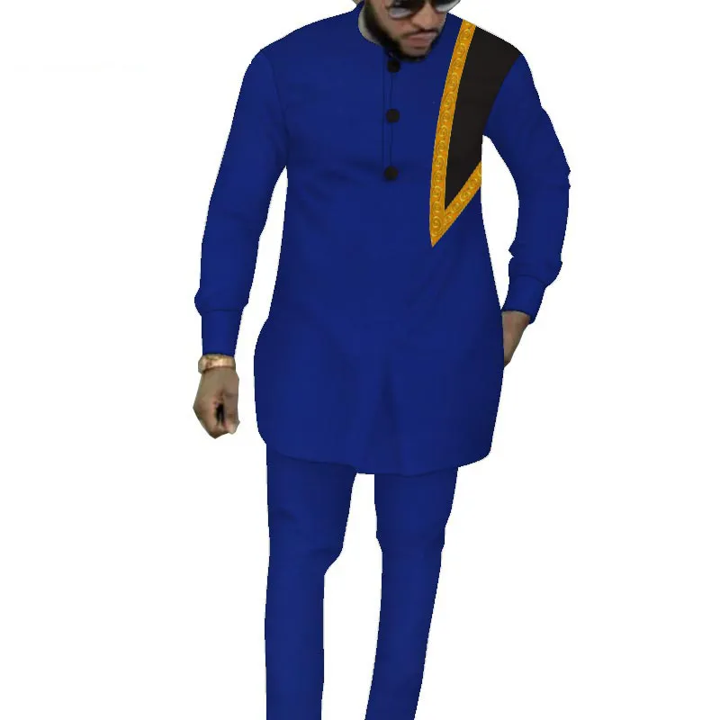 Bintarealwax Custom Mäns kostymer Afrikanska män Traditionell Kläder Set Dashiki Ankara Pant Coat Set Långärmad Plus Size TrackSuit Outfits Wyn1317