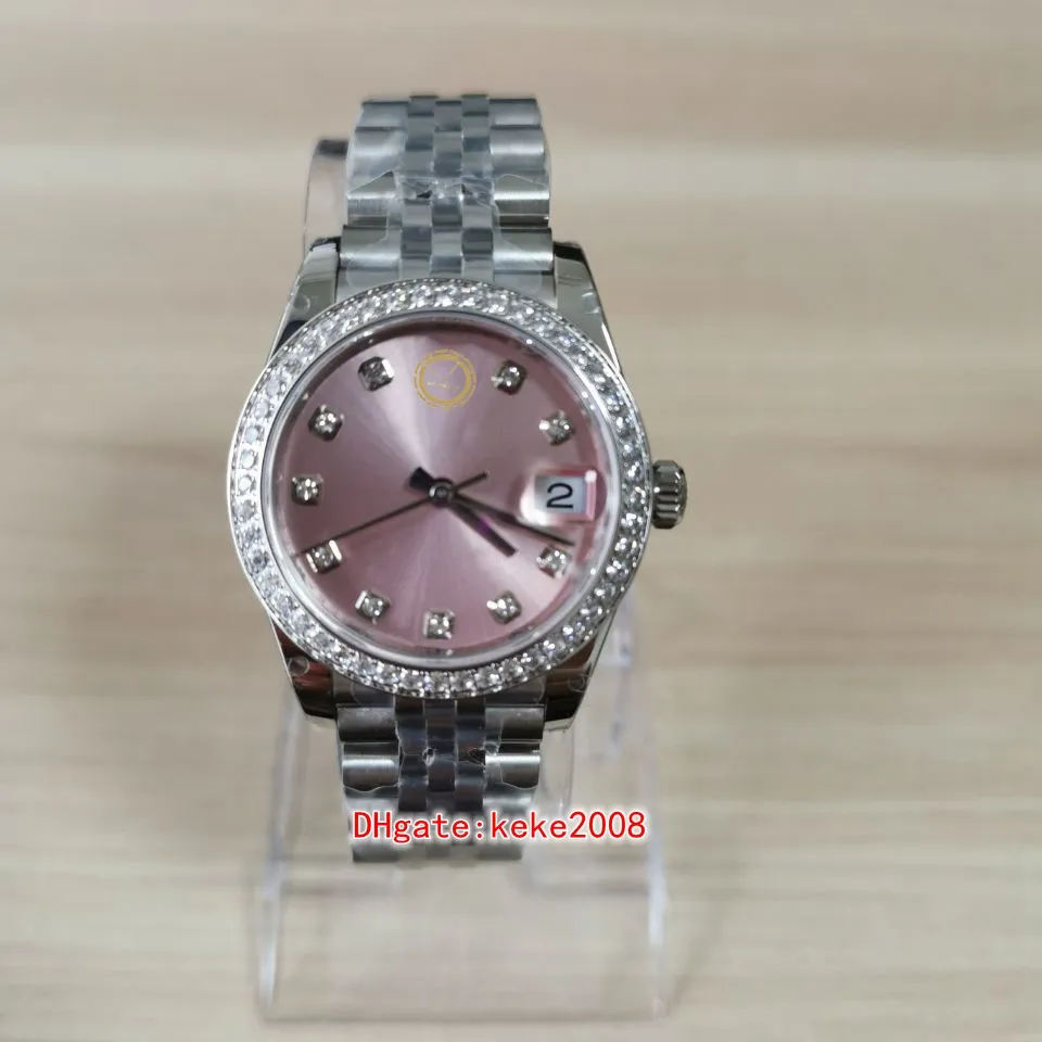 Super Kobiet zegarków 278384RBR 278384 31 mm Diamentowa granica Stal nierdzewna różowa tarcza Sapphire Jubileuszowa Bransoletka Automatyczna 305J