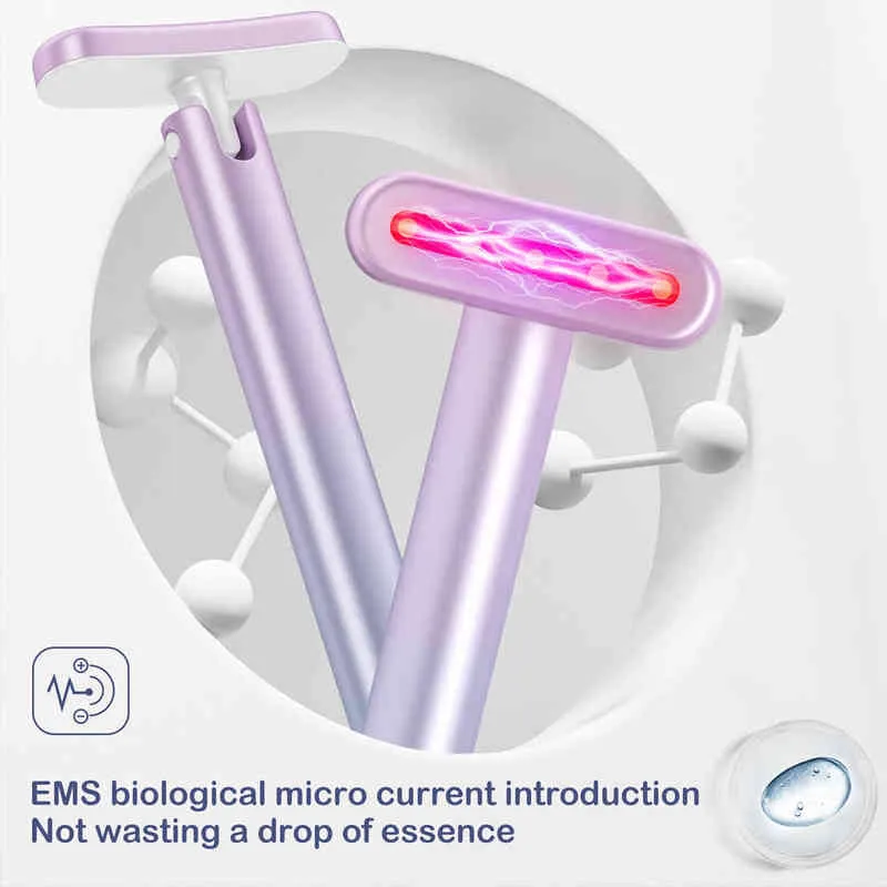 4 in 1 Strumento la cura della pelle del viso Terapia della luce rossa il collo del viso EMS Massaggio microcorrente Antietà Rassodamento della pelle Bacchetta di bellezza220429