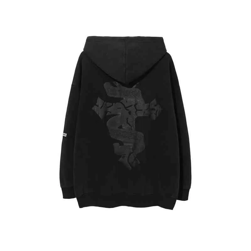 TKPA Gothic Cross сделал старый свитер мужской мужской американскую улицу с манией моды негабаритная рубашка пары