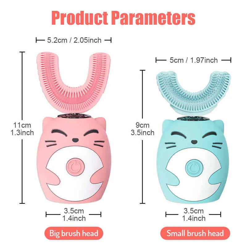 Toothbrush Electric Toothbrush for Kids U-shaped Smart 360 Degrees Silicon Automatic Ultrasonic Teeth Tooth Brush Cute Cartoon Children 0511