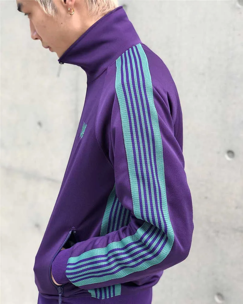 Purple Needles Jacket Uomo Donna High Street Farfalla Ricamo Aghi Track Jacket Capispalla Cappotti AWGE