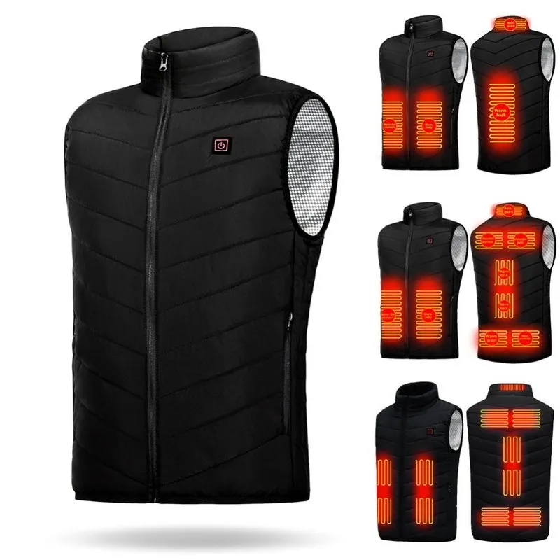 4/9/11 Plaatsen Verwarmd Vest Mannen Vrouwen USB Verwarmde Jas Verwarming Vest Thermische Jacht Vest Kleding Koude Winter Verwarming Jassen 220516