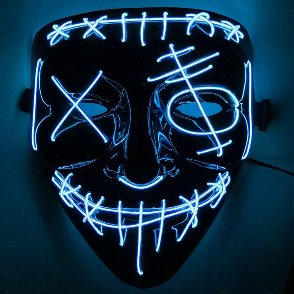 Halloween Neon Mask Led Mask Masque Masquerade Party Masks Light Glow In The Dark Masks Party Cosplay Costume