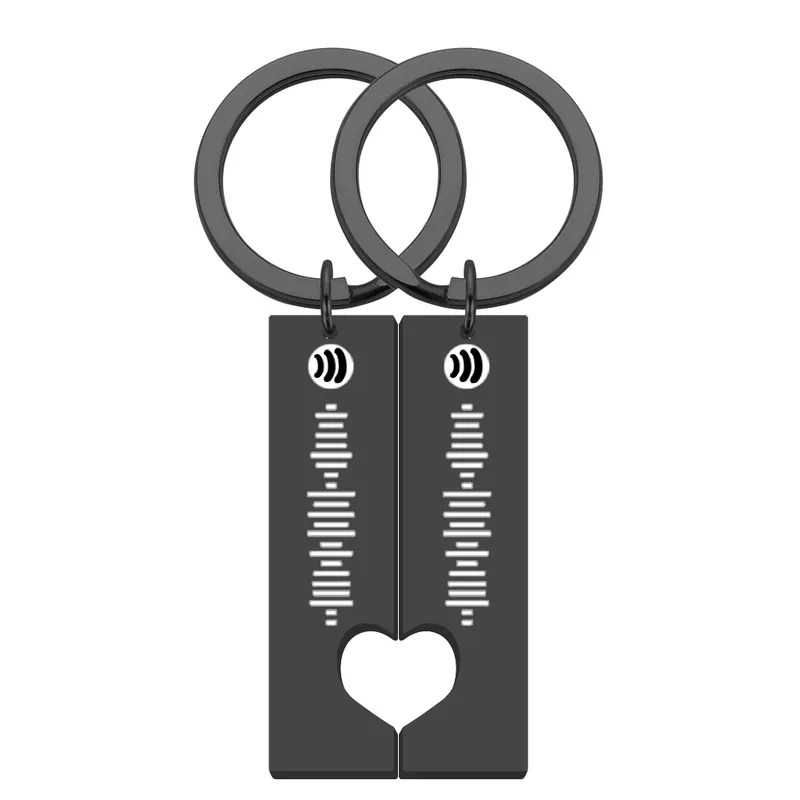 Personalized Music Code Keychain Set Women Men Engraved Song Spotify Scan Customized Heart Family Friends Lovers Key Rings 220516