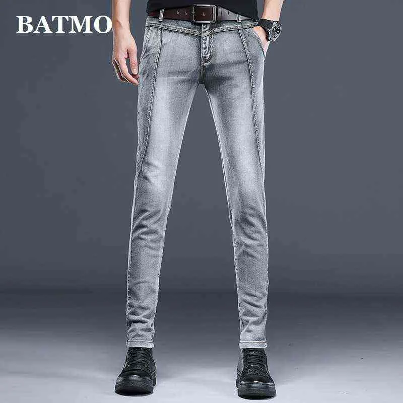 BATMO 2021 Nova Chegada Alta Qualidade Casual Slim Elastic Cinza Calças de brim dos homens, calças de lápis masculinas, jeans skinny homens 819 g0104