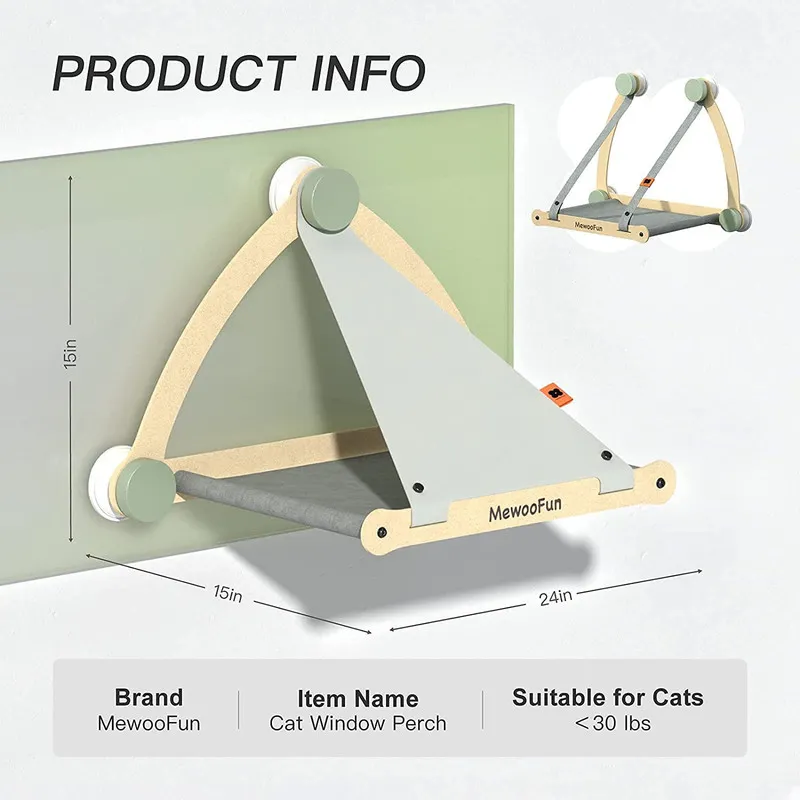 Mewoofun Cat Hammock Pet Hängande sängar Sunny Window Seat Mount Soft Shelf håller upp till 30 kg avtagbara leveranser 220323