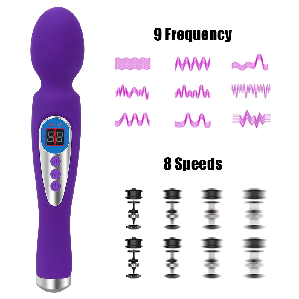 VATINE AV Magic Wand sexy Toys For Women Couples 9 Frequency 8 Modes G-Spot Massager Clitoris Nipple Stimulate Vibrating Dildo