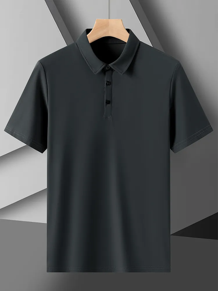 Sommar andas solid polo skjorta män kort ärm sportkläder kylande nylon snabb torr smal fit golf tröjor 5xl 220504