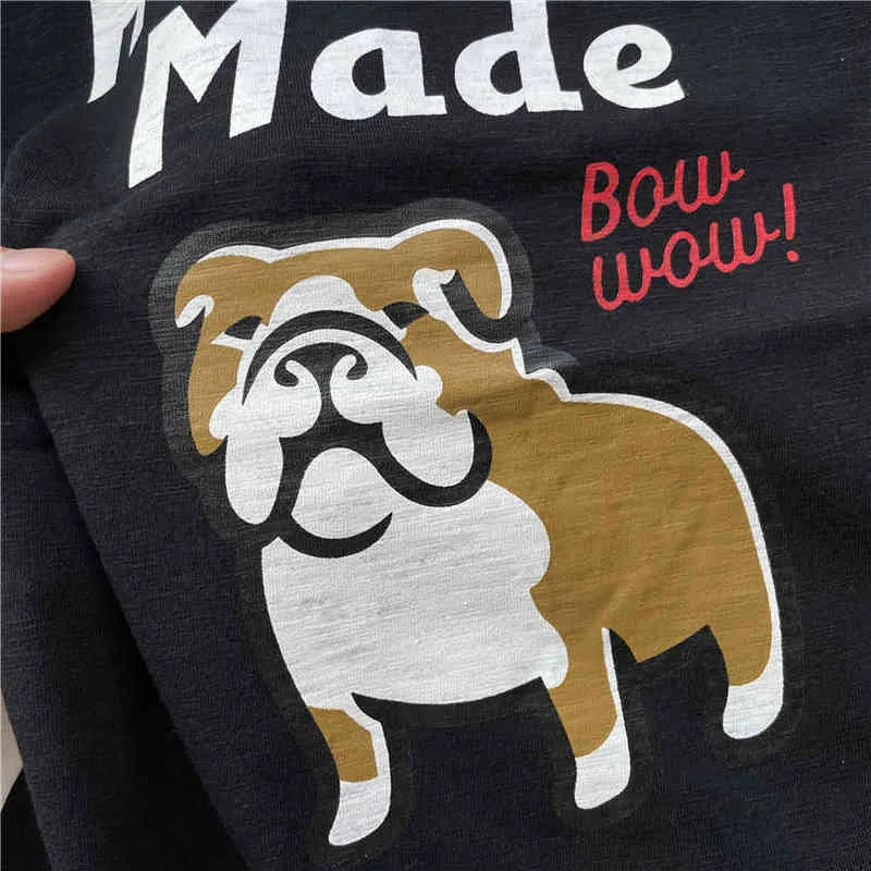 2022ss Camiseta de perro ladrando hecha humana Hombres Mujeres Camiseta gráfica de rugido de alta calidad Tops ligeramente de gran tamaño Manga cortaT220721
