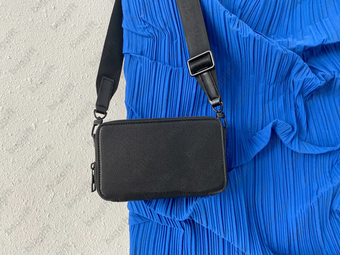 Дизайнерский универсальный носимый кошелек Alpha M59161 Мужская сумка Черная зерненая кожа с 6 отделениями для карт с клапаном Большая вместительная сумка через плечо Sho221N
