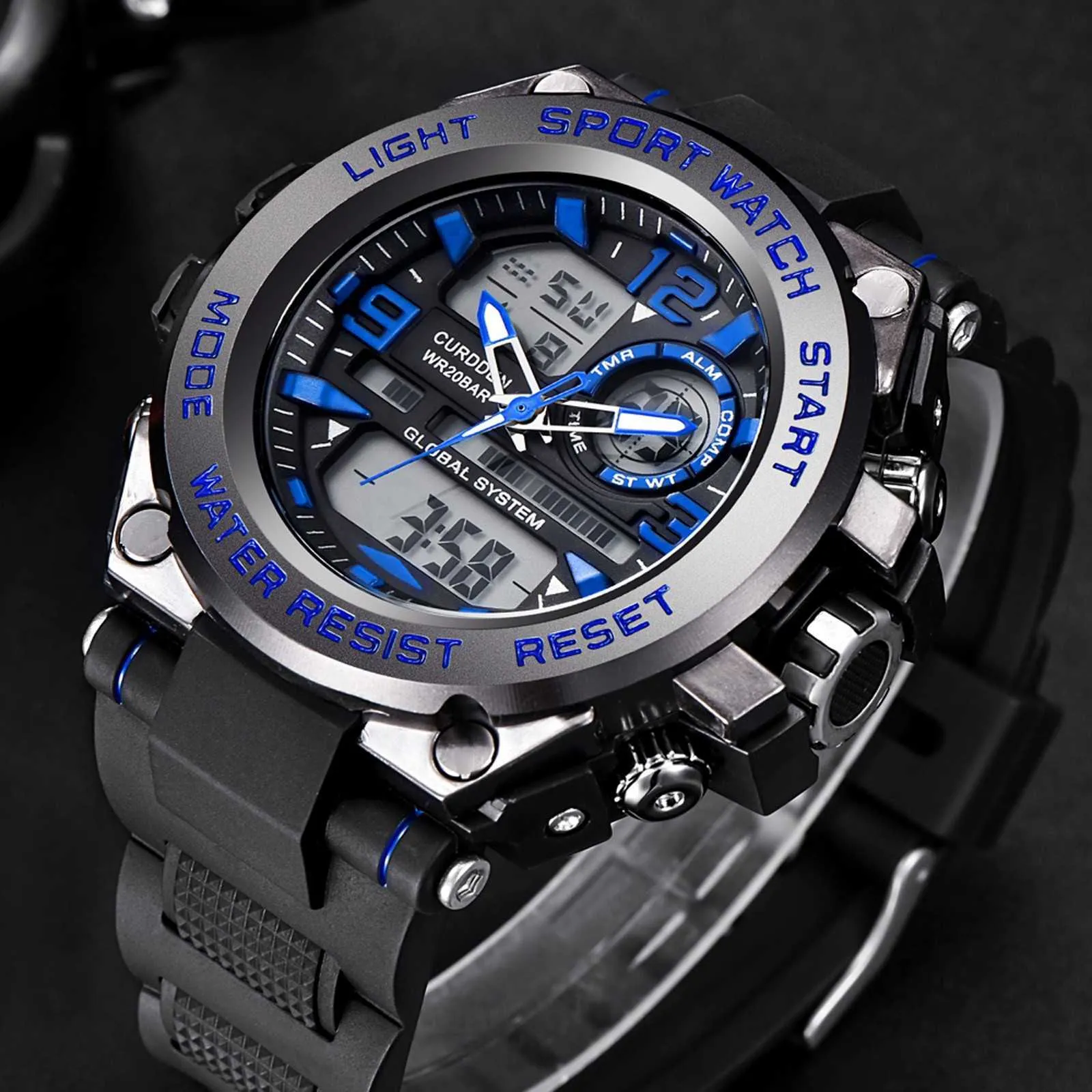 Electronic Watch LED Quartz Clock Sport for Mens Fashion 30M Waterproof Wristwatch Resin Strap