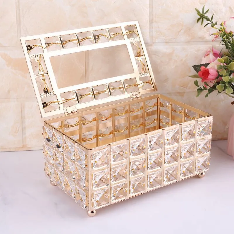 Tissue Box Holder Crystal Cube Napkin Dispenser Bedroom Office el Cafe Coffee 220523